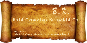 Balázsovics Krisztián névjegykártya